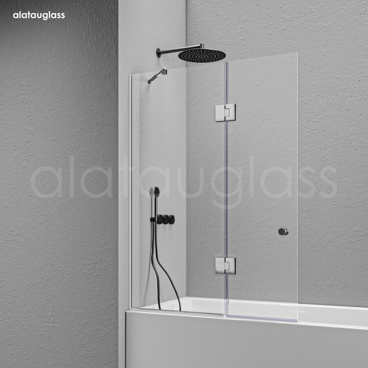Стеклянный экран с дверцей из безопасного 8 мм стекла для ванны "А23" - фото 1 - id-p2355771