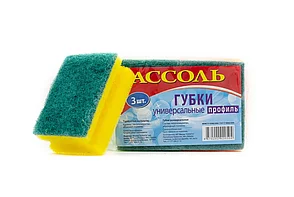 Губки универсальные  Ассоль профиль  85мм*60мм*40мм . 3 шт