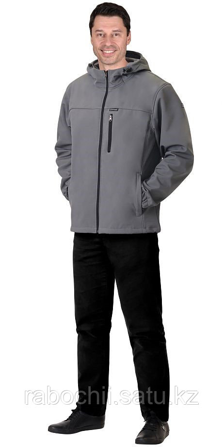 Куртка Азов софтшелл с капюшоном  серый