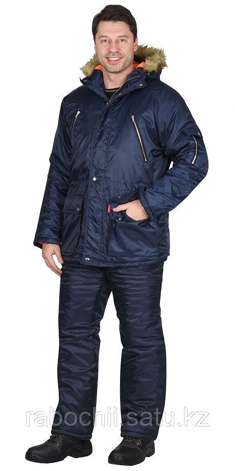 Куртка Аляска (утепленная) удлиненная тёмно-синий - фото 1 - id-p111003447