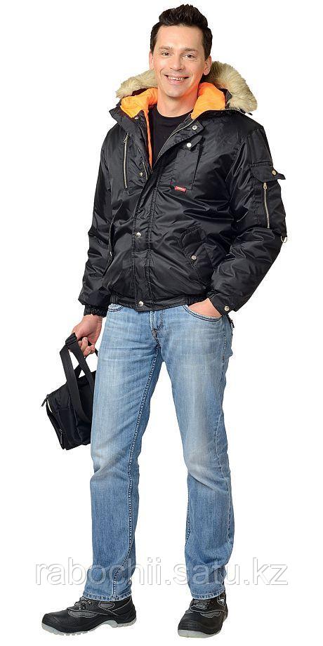 Куртка Аляска (утепленная) укороченная чёрная - фото 1 - id-p111003448
