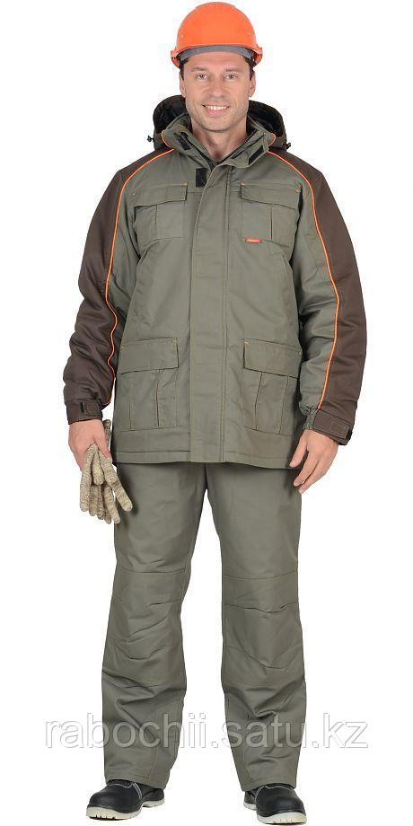 Костюм Кобальт (утепленный) куртка/брюки оливковый/коричневый - фото 1 - id-p111003474