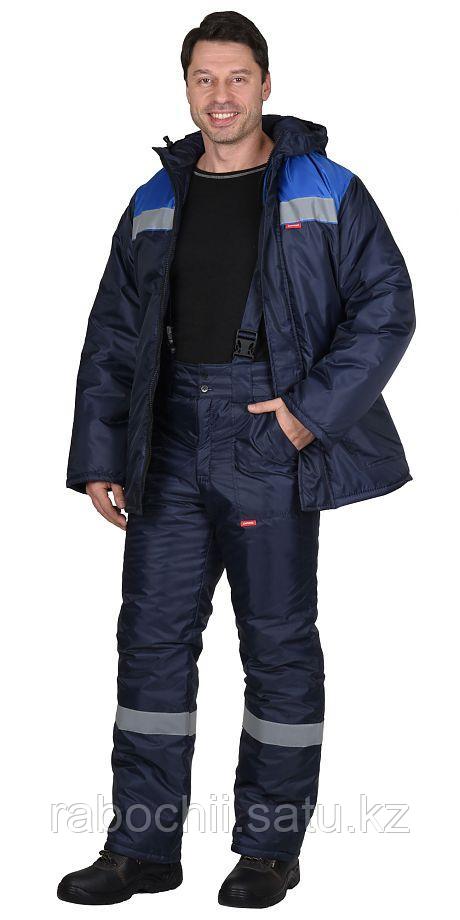 Костюм Рост-Норд (утепленный) куртка/брюки темно-синий/васильковый - фото 1 - id-p111003486