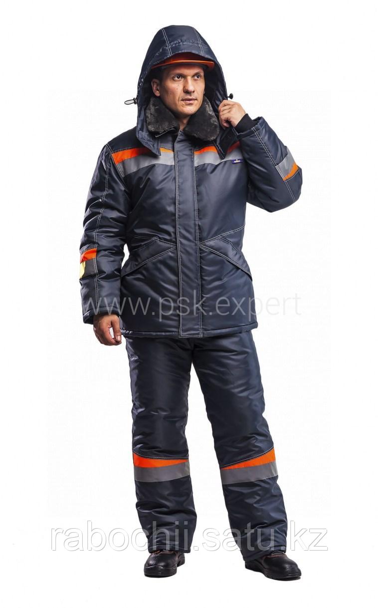 Костюм Комфорт (утепленный) куртка/полукомбинезон серый/оранжевый - фото 1 - id-p111003530