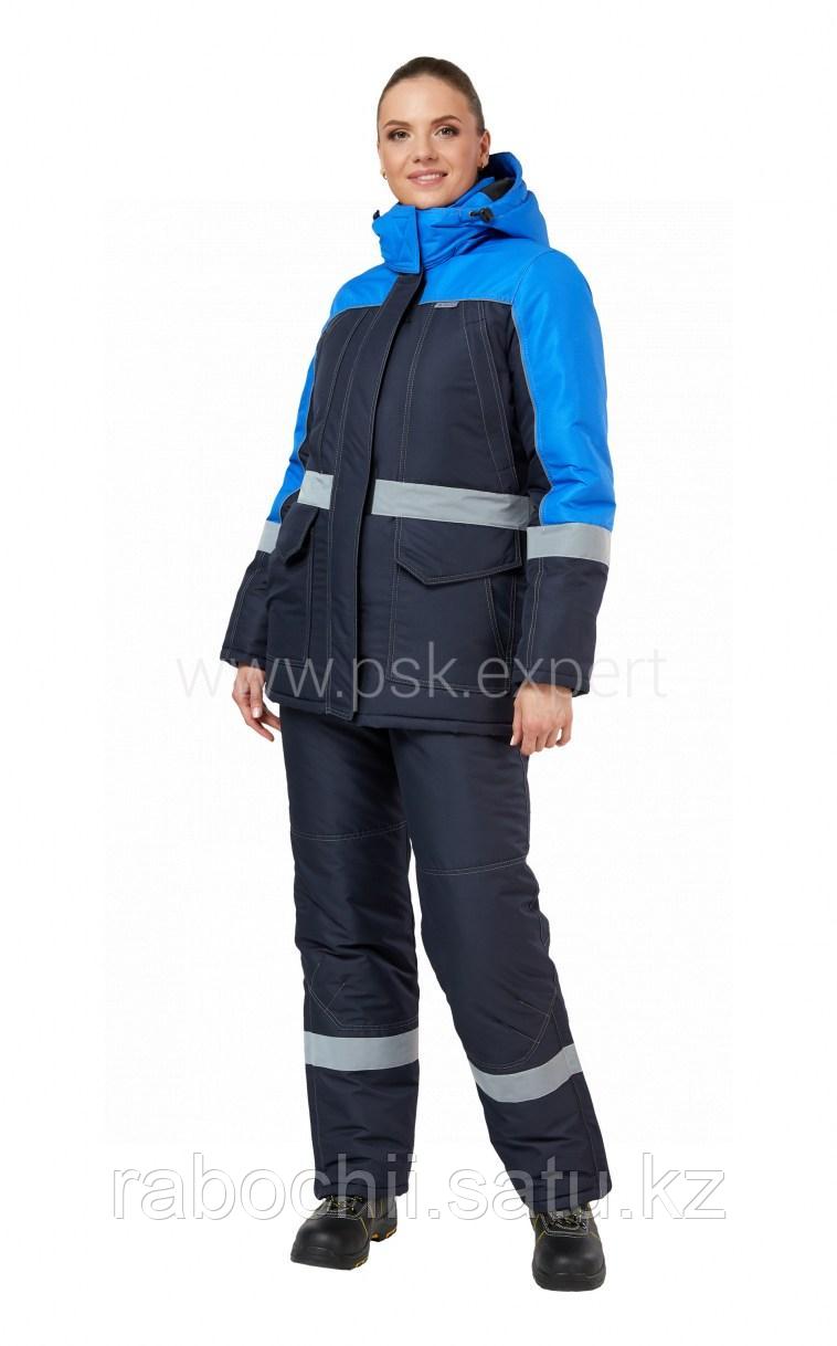 Костюм Сунтар (утепленный женский) куртка/брюки темно-синий/васильковый - фото 1 - id-p111003537