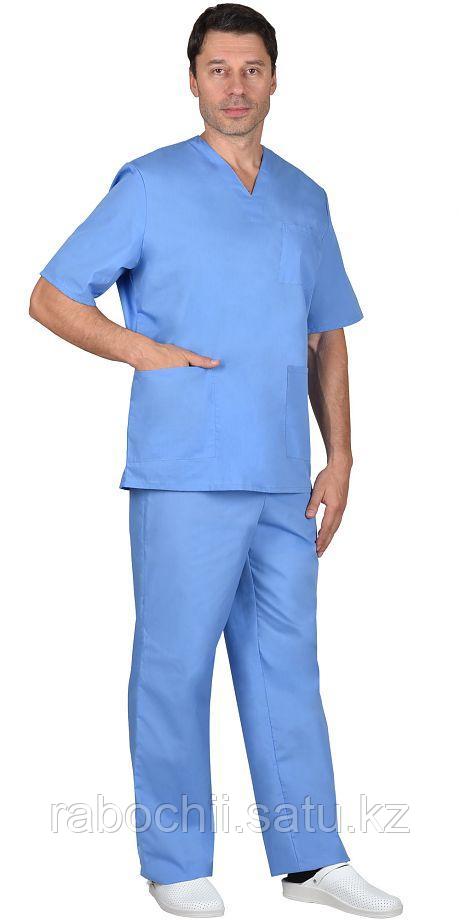 Костюм хирурга универсальный блуза/брюки голубой - фото 1 - id-p111003703