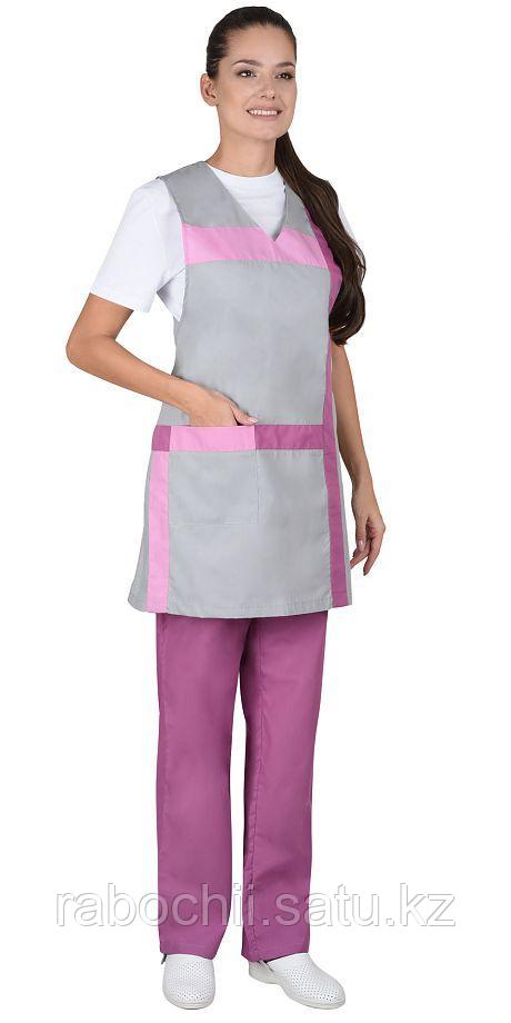 Комплект Галатея (женский) фартук/брюки серый/розовый - фото 1 - id-p111003768