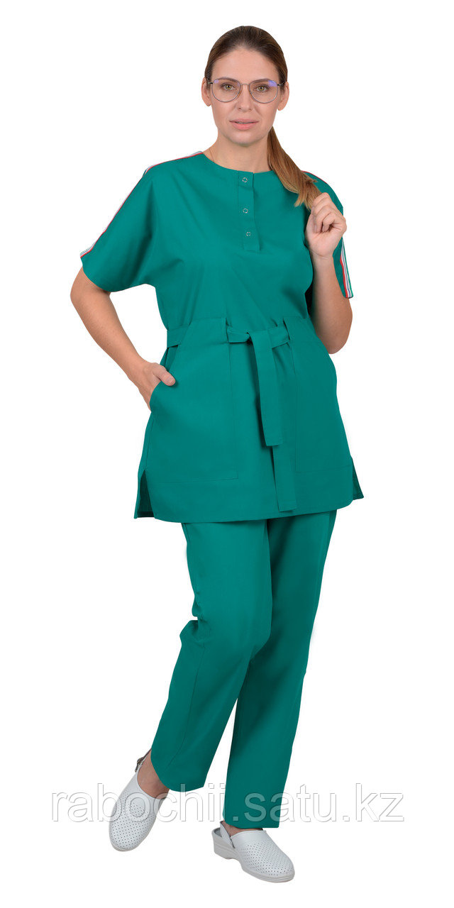 Костюм Либерти (женский) блуза/брюки зеленый - фото 1 - id-p111003823