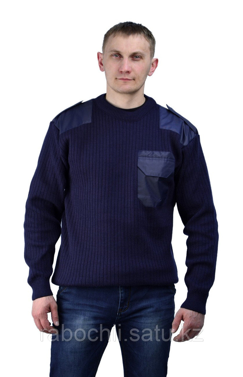 Джемпер форменный с накладками синий - фото 1 - id-p111003943