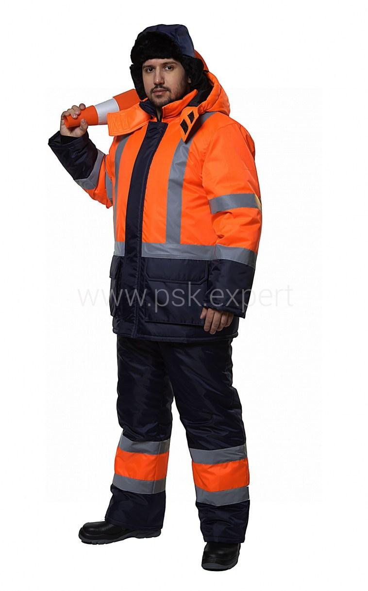 Костюм сигнальный  Трасса Сигнал (утепленный) куртка/полукомбинезон  оранжевый/синий