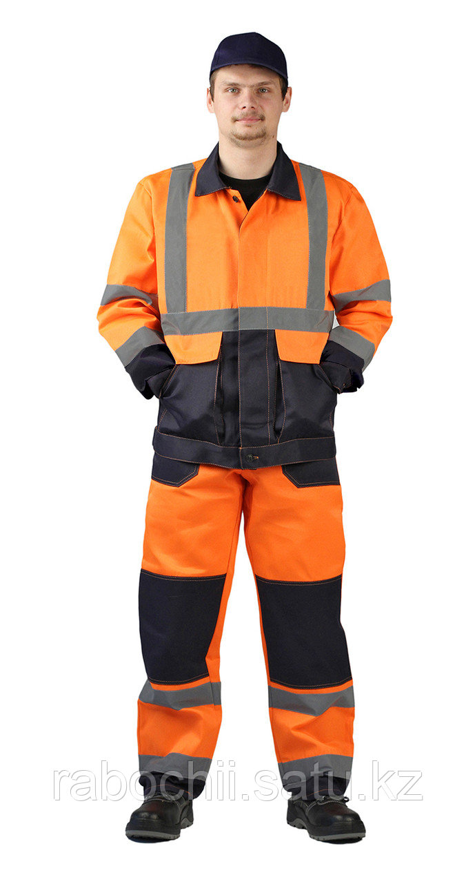 Костюм сигнальный Скандин куртка/полукомбинезон оранжевый/темно-синий - фото 1 - id-p111004082