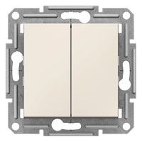 Переключатель двухклавишный безвинтовой кремовый /EPH0670123/