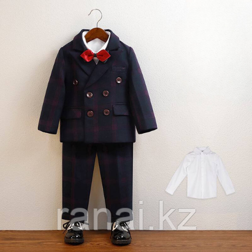 Темно синий костюм в клетку для мальчика на тусау кесер