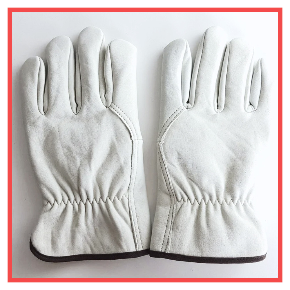 Перчатки рабочие кожаные (из натуральной говяжьей кожи), защитные, краги сварщика пятипалые