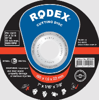 Диск по металлу отрезной Rodex 180*1,6*22мм