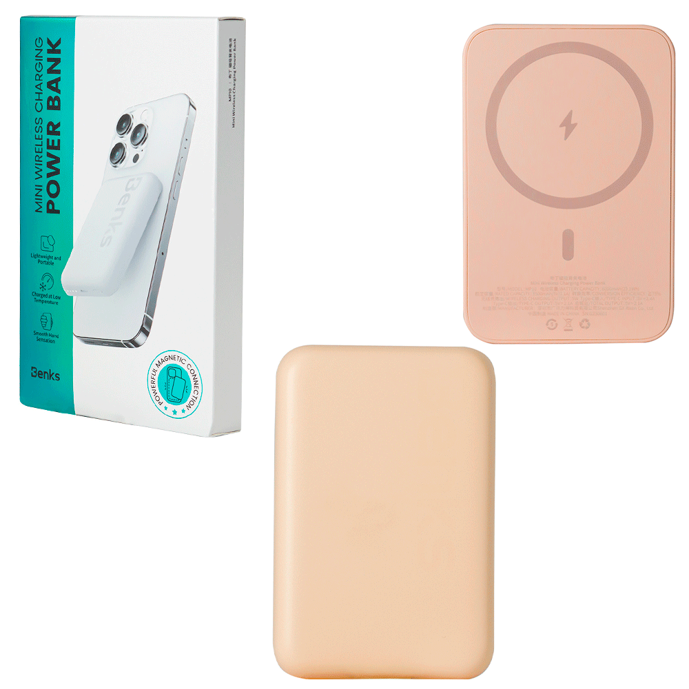 Power bank Apple MagSafe Battery Pack, Benks MP10, 6000 mAh, Pink