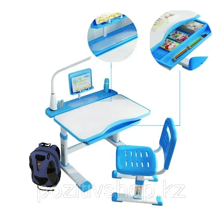 Детский стол регулируемый со стулом 701 голубой - фото 8 - id-p111016940