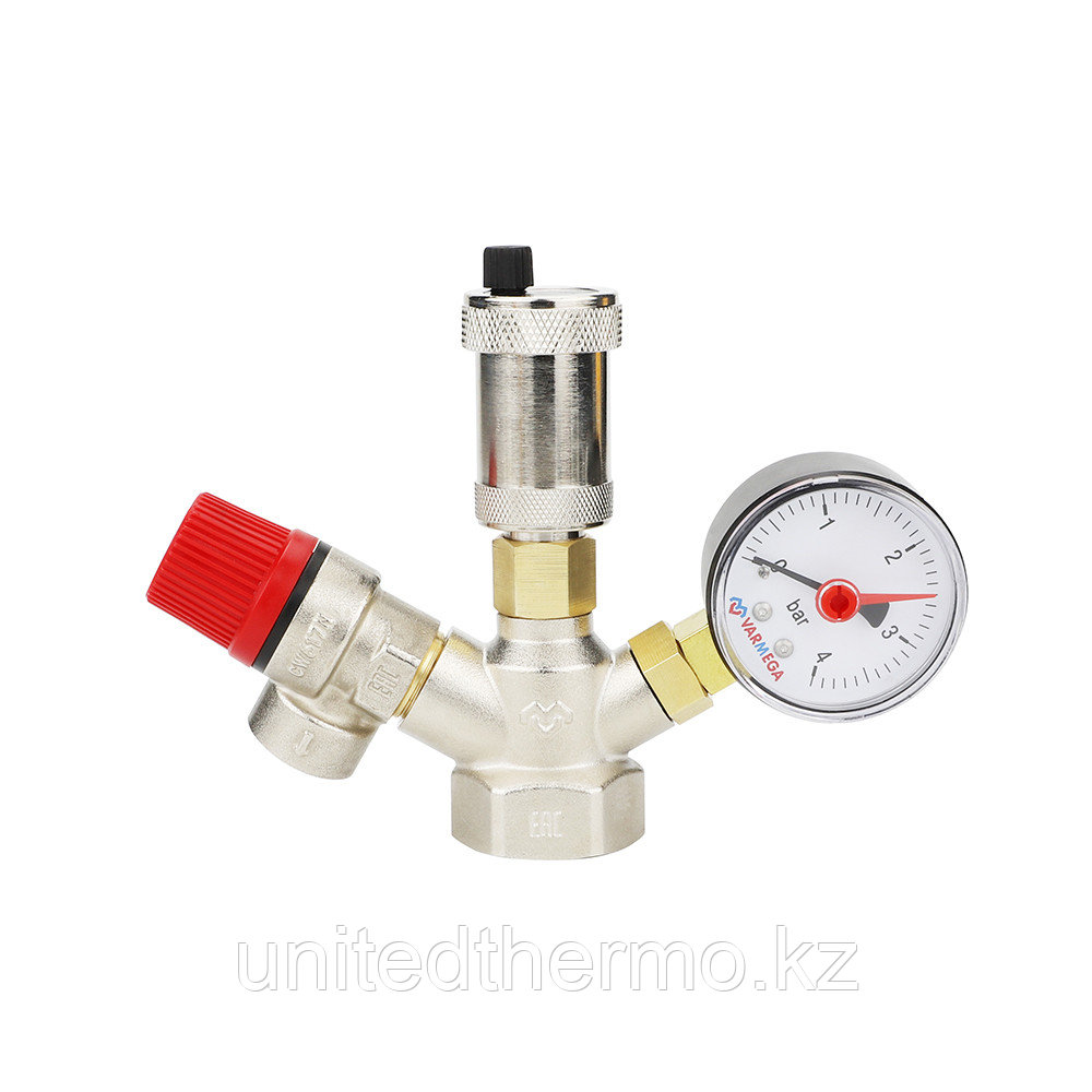 Группа 1" безопасности котла, никелированная латунь, компактная, Varmega, фото 1