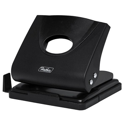 Дырокол "Hatber Eco", 20л, линейка, пластиковый корпус, металлическое основание, чёрный, в картонной упаковке, фото 1