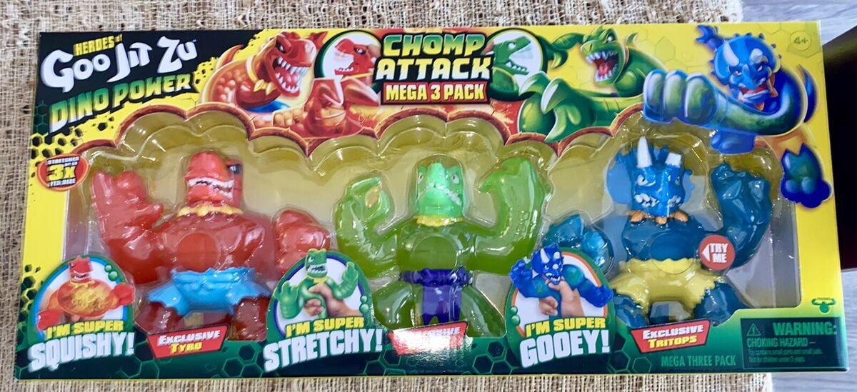 Игровой набор Гуджитсу из 3 фигурок Mega Heroes of Goo Jit Zu Dino Power Chomp Attack Mega
