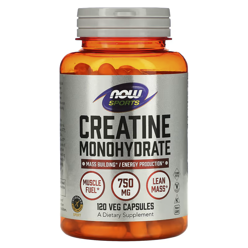 Creatine Monohydrate 750 mg, 120 veg.caps, NOW - фото 1 - id-p110980186