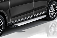 Пороги алюминиевые Slitkoff "Optima Silver" 2100 серебристые Audi Q7 (2010-2015)