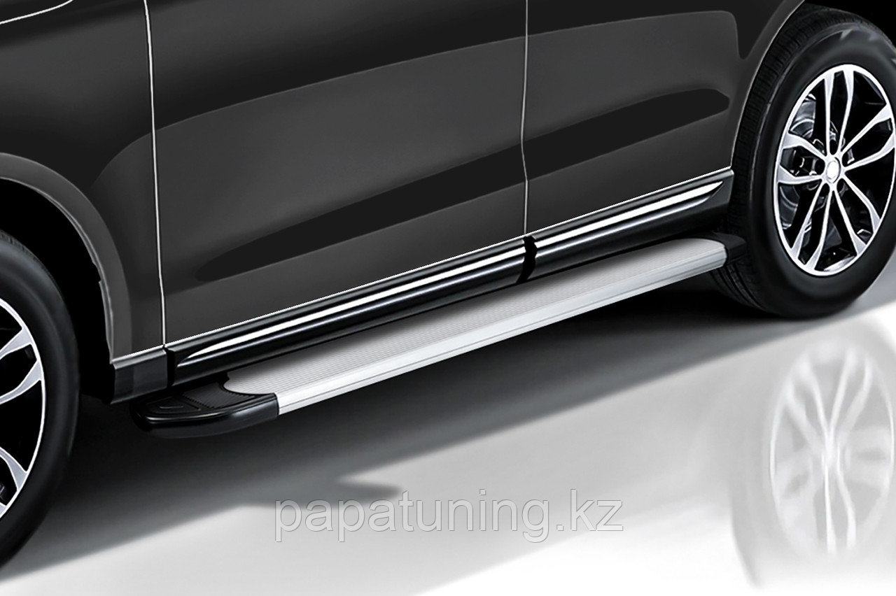 Пороги алюминиевые Slitkoff "Optima Silver" 2100 серебристые Audi Q7 (2010-2015) - фото 1 - id-p111047650