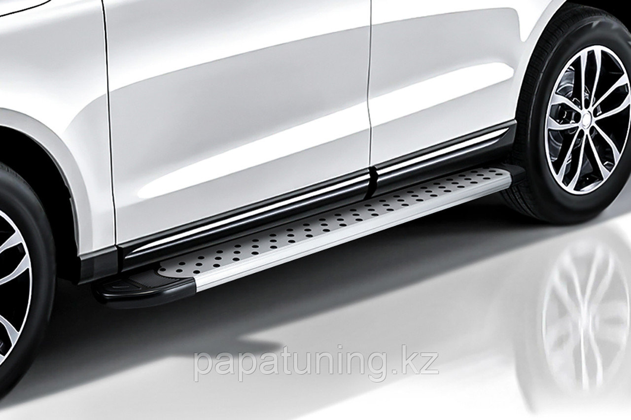 Пороги алюминиевые Slitkoff "Standart Silver" 2100 серебристые Audi Q7 (2010-2015) - фото 1 - id-p111047704