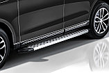 Пороги алюминиевые Slitkoff "Standart Silver" 2100 серебристые Audi Q7 (2010-2015), фото 2