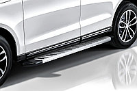 Пороги алюминиевые Slitkoff "Prestige Silver" 2100 серебристые Audi Q7 (2010-2015)