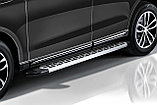 Пороги алюминиевые Slitkoff "Premium Silver" 2100 серебристые Audi Q7 (2010-2015), фото 2
