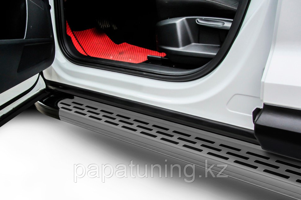Пороги алюминиевые Slitkoff "Premium Grafit" 2100 графитовые Audi Q7 (2010-2015)