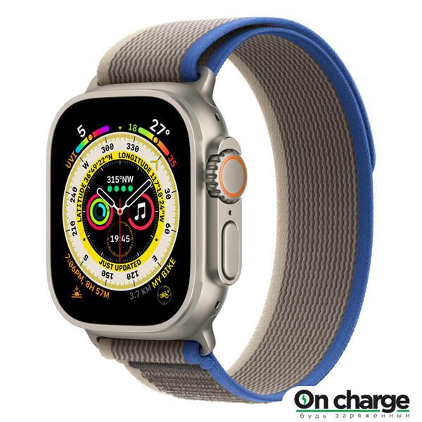 Apple Watch Ultra GPS + Cellular, 49mm, Titanium Case Cellular, титановый/сине-серый Trail Loop - фото 1 - id-p111048774