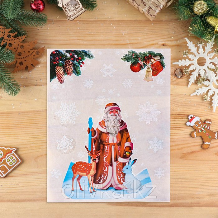 Набор наклеек новогодних "Дед мороз и снежинки" вырубная, 40 х 30 см - фото 3 - id-p105456577