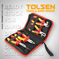 Набор инструментов губцевых диэлектрических 4 предмета, пенал, Tolsen V83204