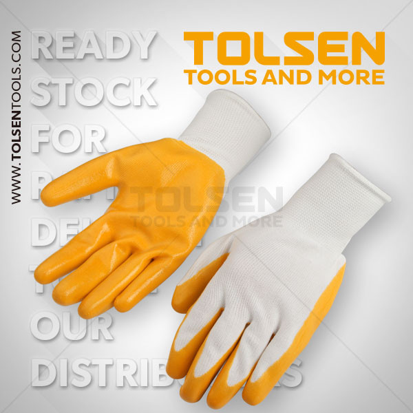Перчатки рабочие, 12 шт, XL, полиэстер и нитрил, Tolsen 45010 - фото 1 - id-p111053985