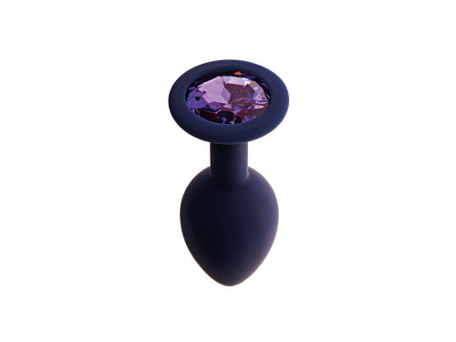 Анальная пробка с кристаллом Gamma, цвет Черничный + фиолетовый кристалл