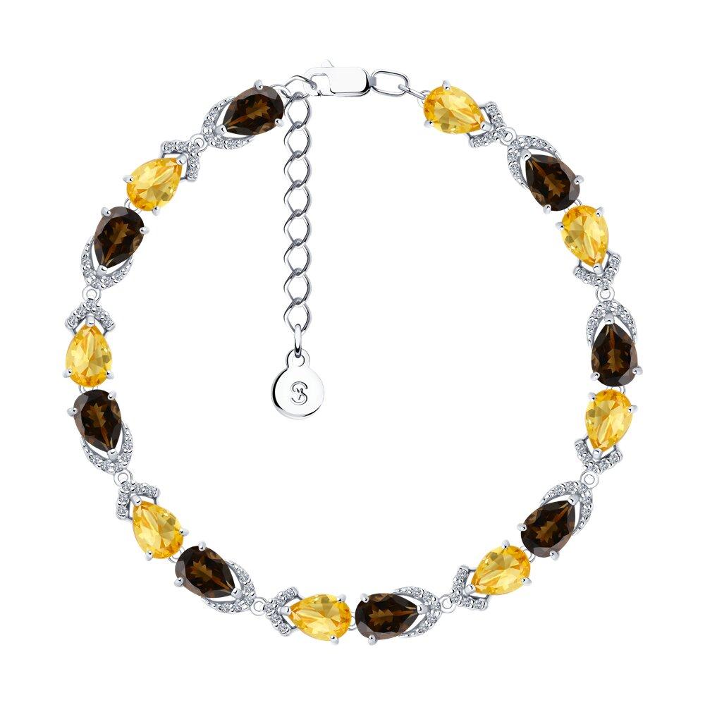 Браслет из серебра с миксом камней SOKOLOV 92050108 серебро с родием, фото 1