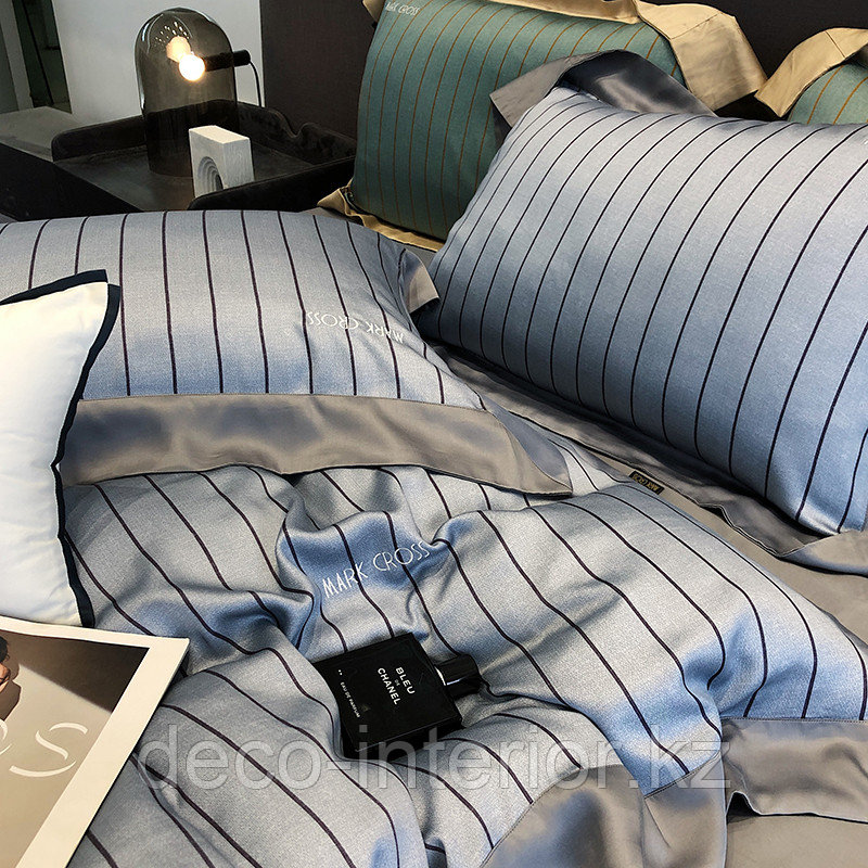 Комплект постельного белья KING SIZE из тенселя с геометрическим принтом - фото 2 - id-p111018157