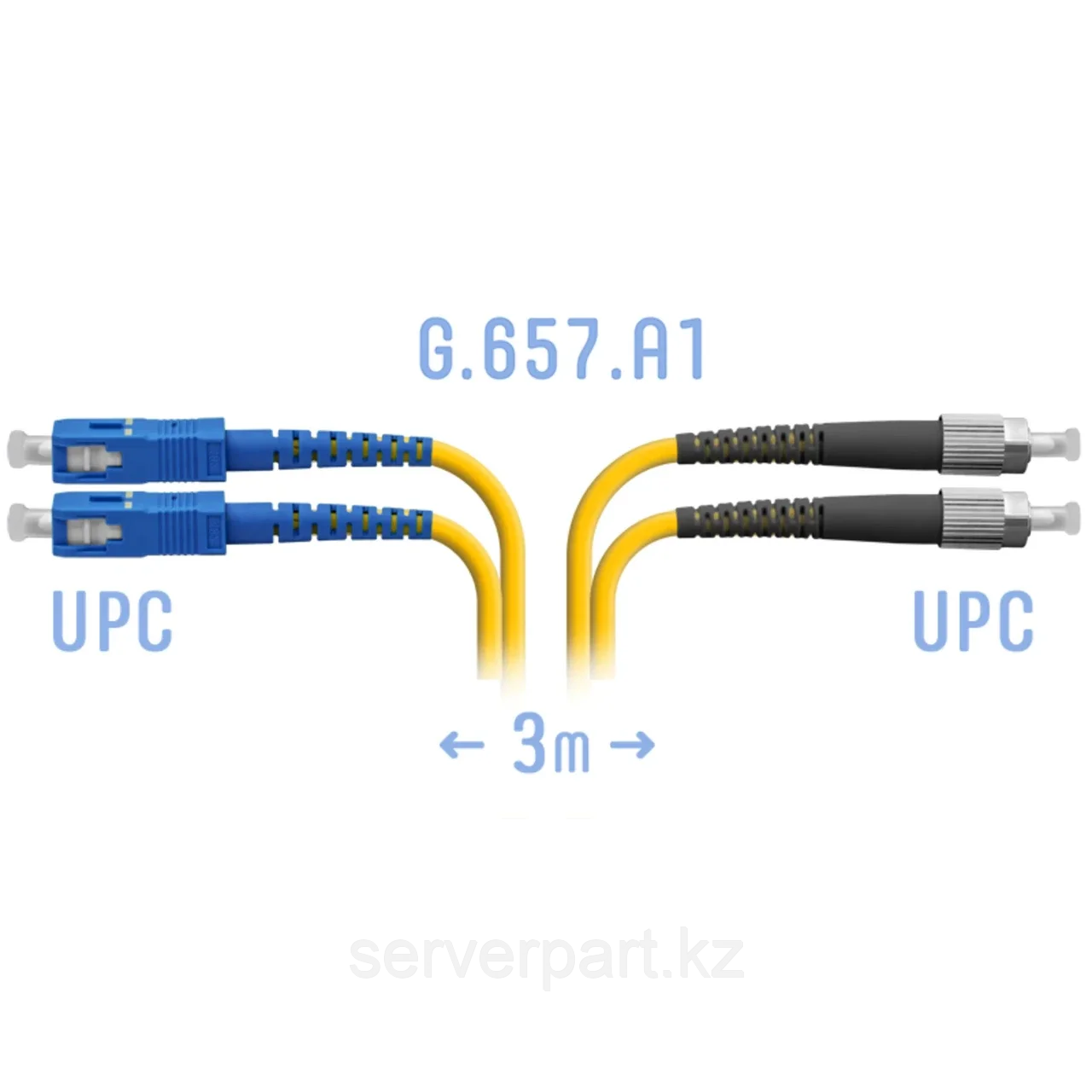 Патчкорд оптический FC/UPC-SC/UPC SM G.657.A1 Duplex 3 метра (SNR-PC-FC/UPC-SC/UPC-DPX-A-3m)