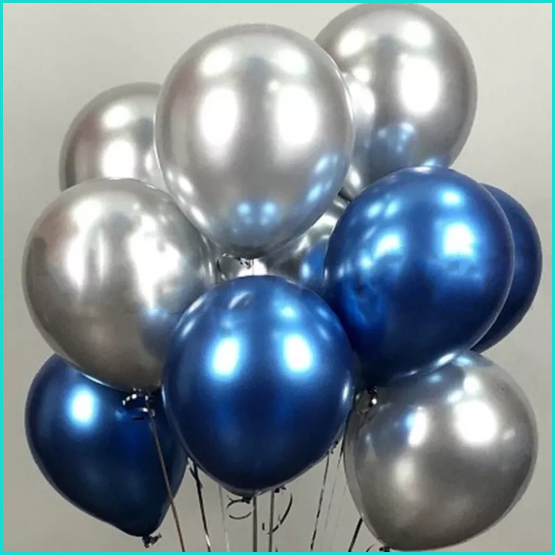 Набор воздушных шаров "Хром (Серебро-Синий) (50 шт.) - фото 5 - id-p111056296