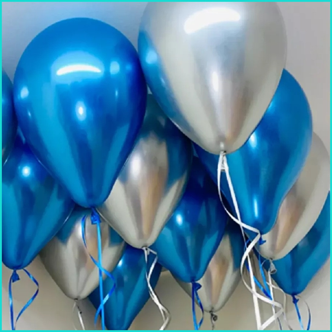 Набор воздушных шаров "Хром (Серебро-Синий) (50 шт.) - фото 3 - id-p111056296