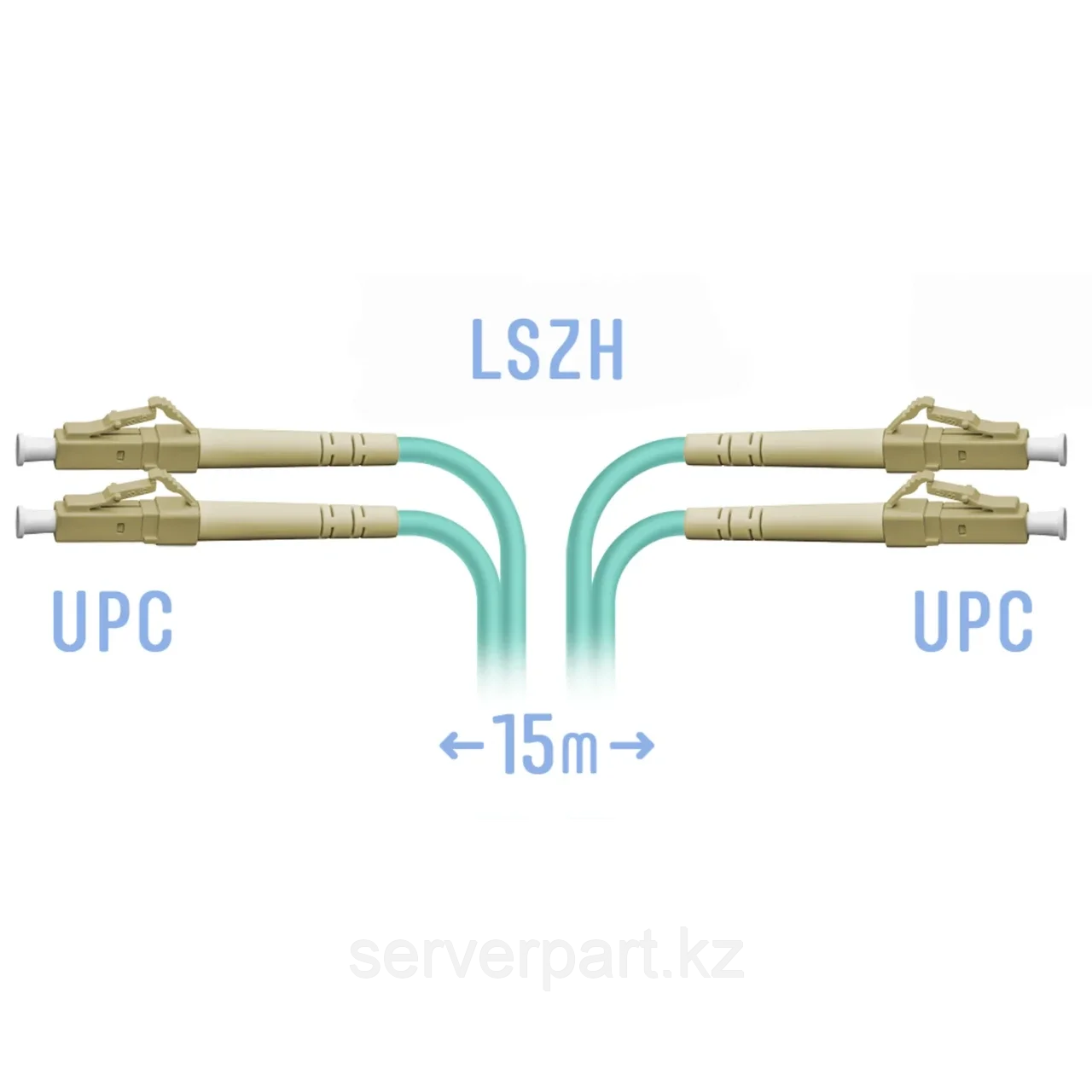 Патчкорд оптический LC/UPC MM Duplex 15 метров (SNR-PC-LC/UPC-MM-DPX-15m)