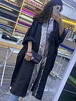 Длинная женская накидка Абая в арабском стиле из черного атласа