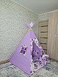 Детский домик вигвам Сиреневый подушка Сова, фото 3