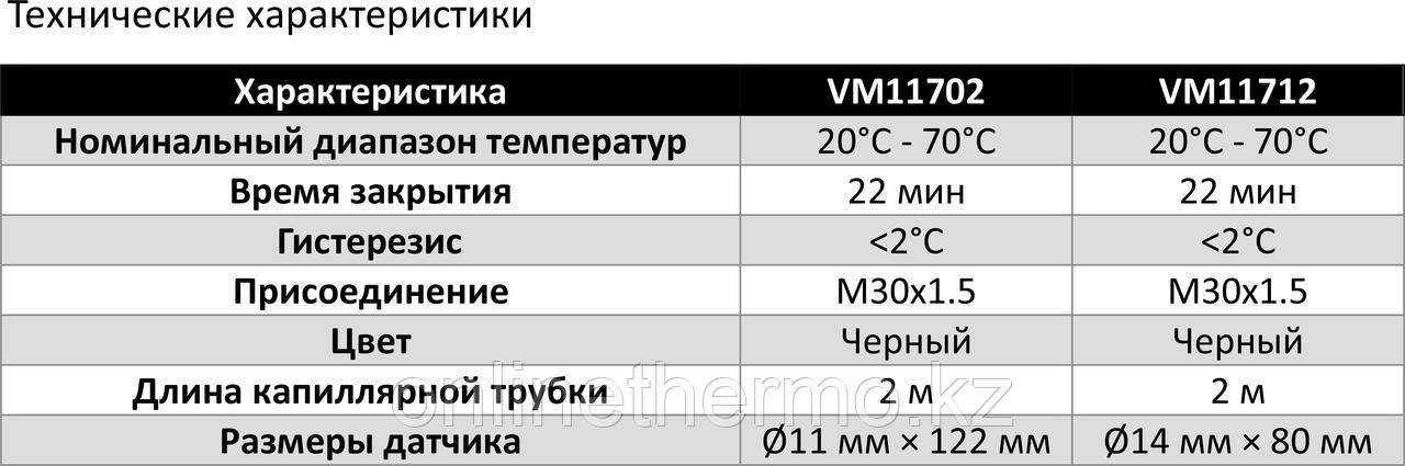 Термостатическая головка M30х1.5 Ø11*122, серия VM117, 20-70°С, выносной датчик, черная, Varmega - фото 3 - id-p111062098