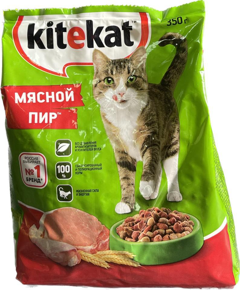 KITEKAT сухой корм для кошек, мясной пир 350гр - фото 1 - id-p111062234