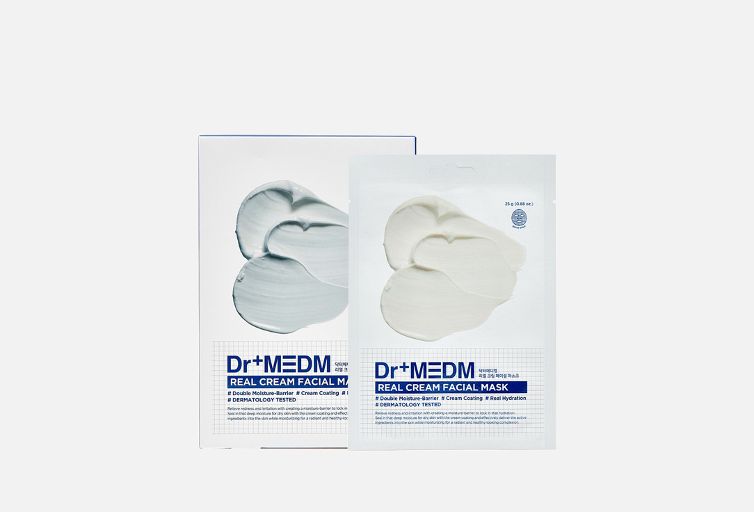 НАБОР ТКАНЕВЫХ МАСОК DR+MEDM real cream facial mask, 5шт*25гр, фото 1