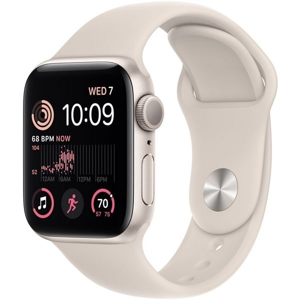Apple Watch SE 2022 44mm (GPS) Silver Aluminum Case with White Sport Band - фото 1 - id-p111064240
