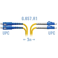 Патчкорд оптический LC/UPC-SC/UPC SM G.657.A1 Duplex 3 метра (SNR-PC-LC/UPC-SC/UPC-DPX-A-3m)